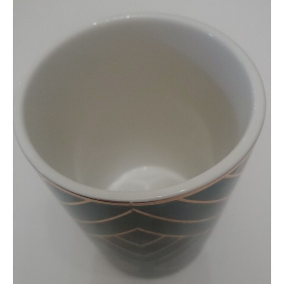 NWOT Vase Decorative Ceramic Cylinder Marbled Greens w/Gold Diamond Accent - Picture 2 of 2